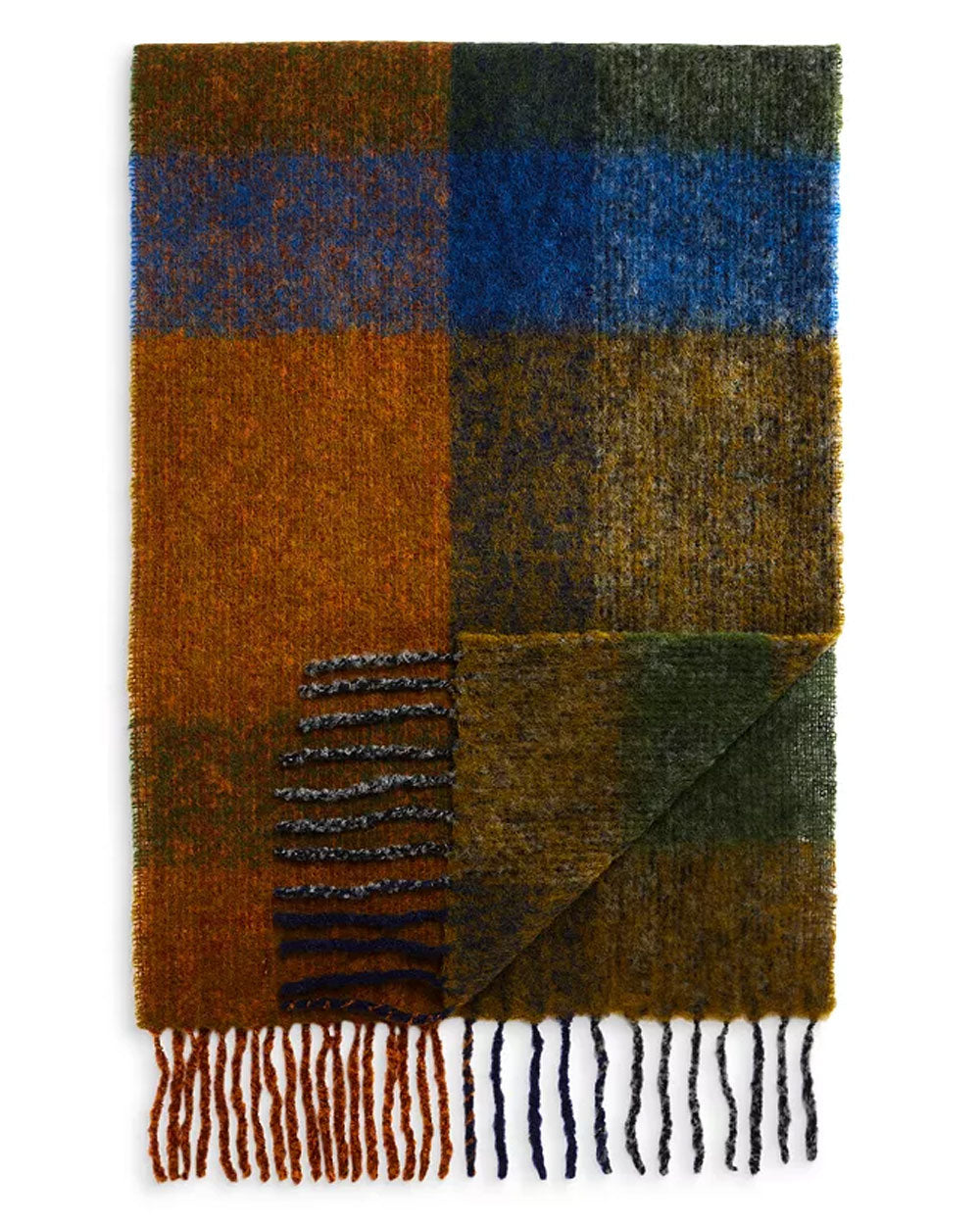 Brown Check Wool Scarf