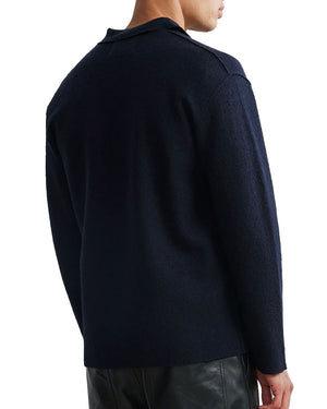 Navy Blue Merino Wool Overshirt