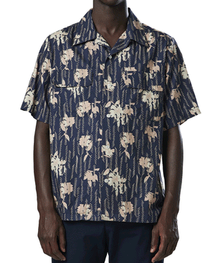 Navy Daniel Floral Print Short Sleeve Shirt