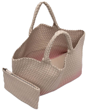 Large St. Barths Dip Dyed Tote in Pink Sand