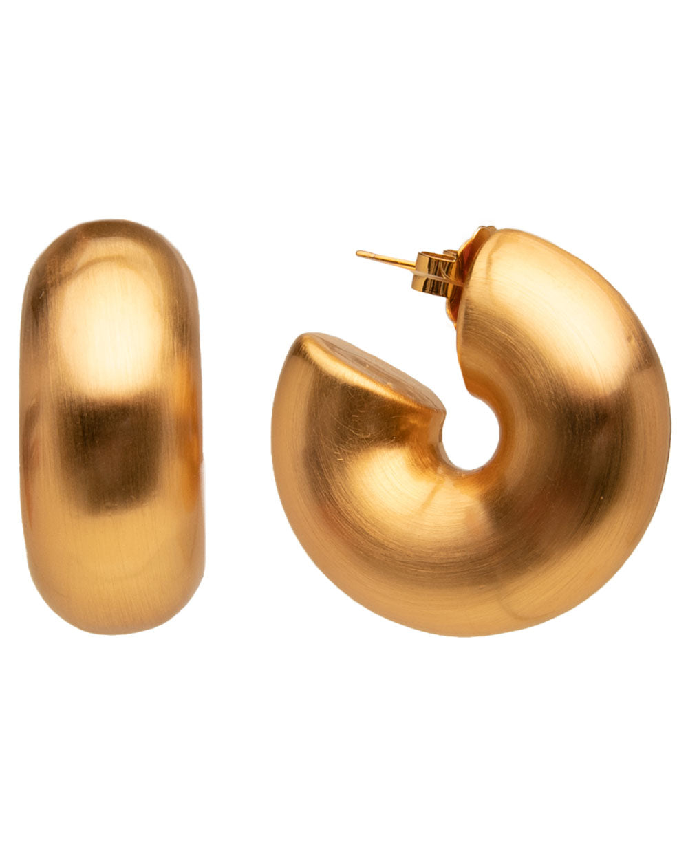 Brushed Gold Chunky Hoop Earrings