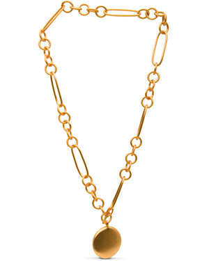 Brushed Gold Link Locket Necklace