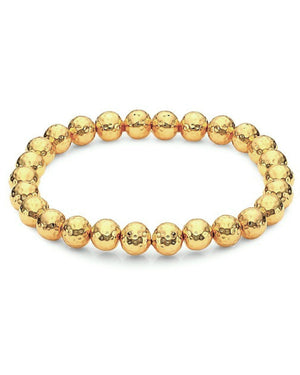 Hammered Gold Bead Stretch Bracelet
