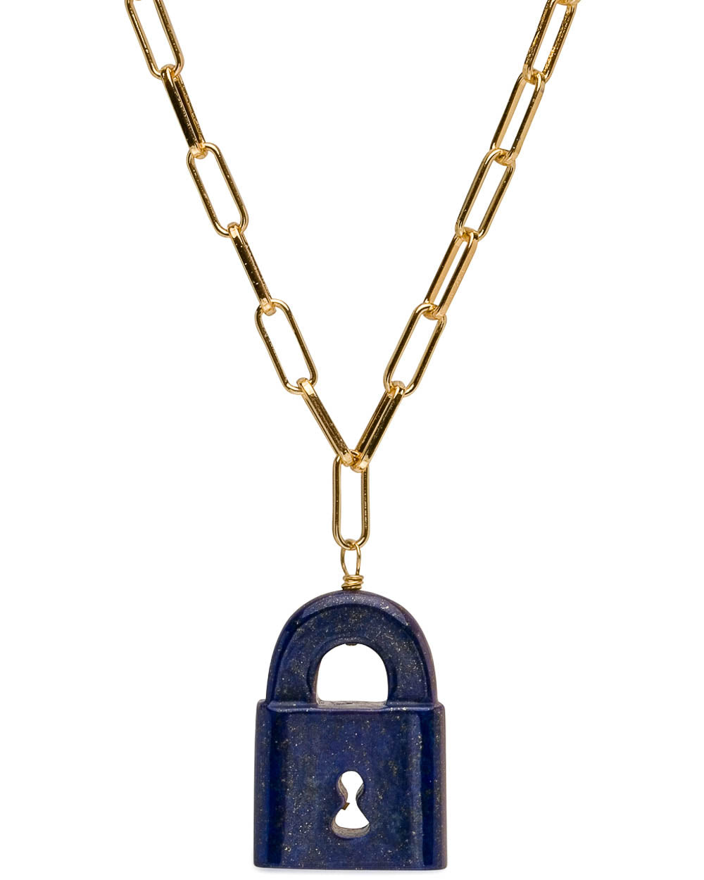 Lapis Lock Pendant Necklace