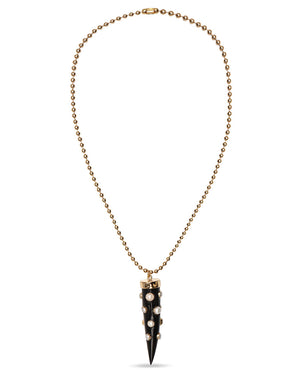 Pearl Studded Black Horn Tusk Pendant Necklace