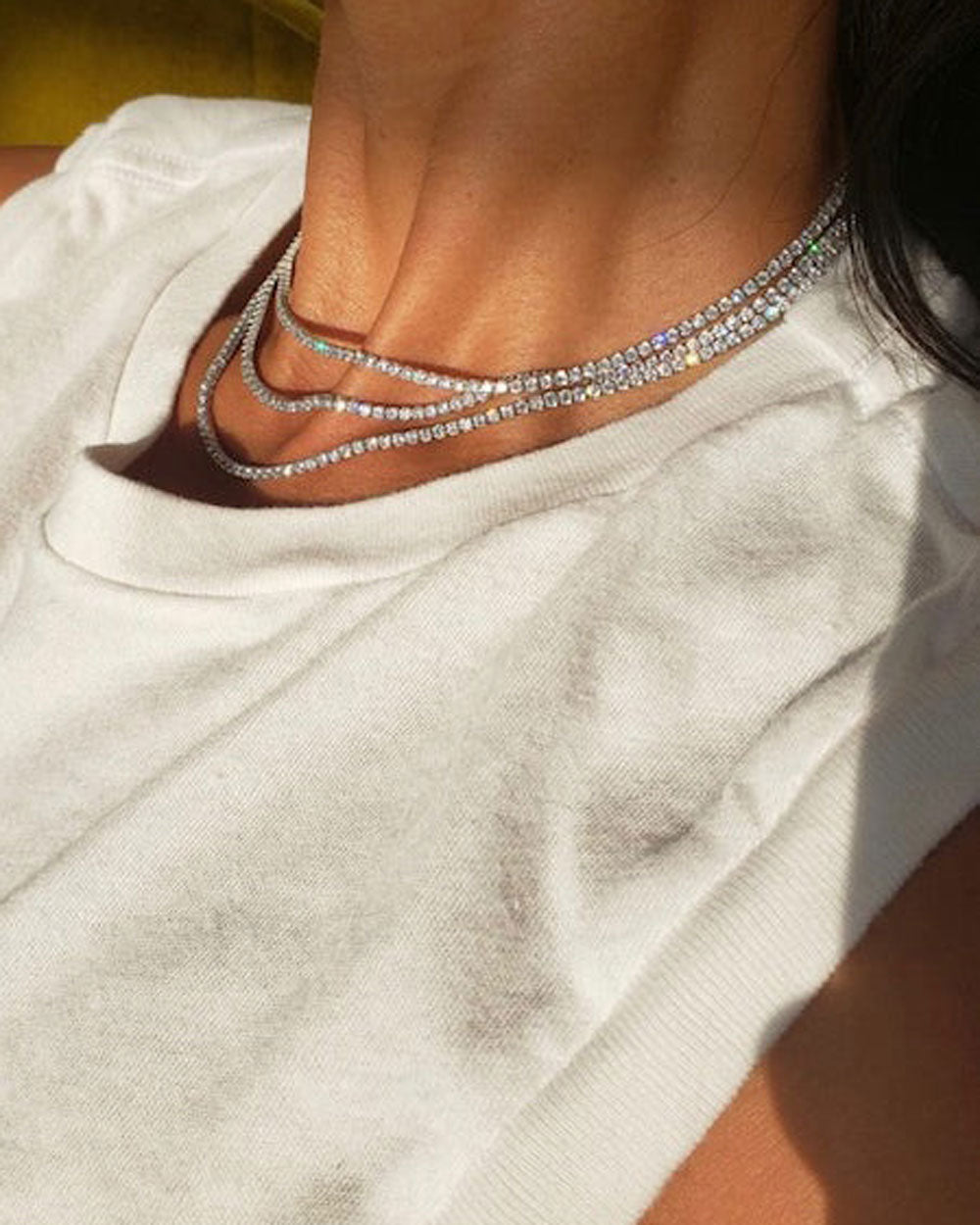 White Rhodium Tish Crystal Tennis Necklace