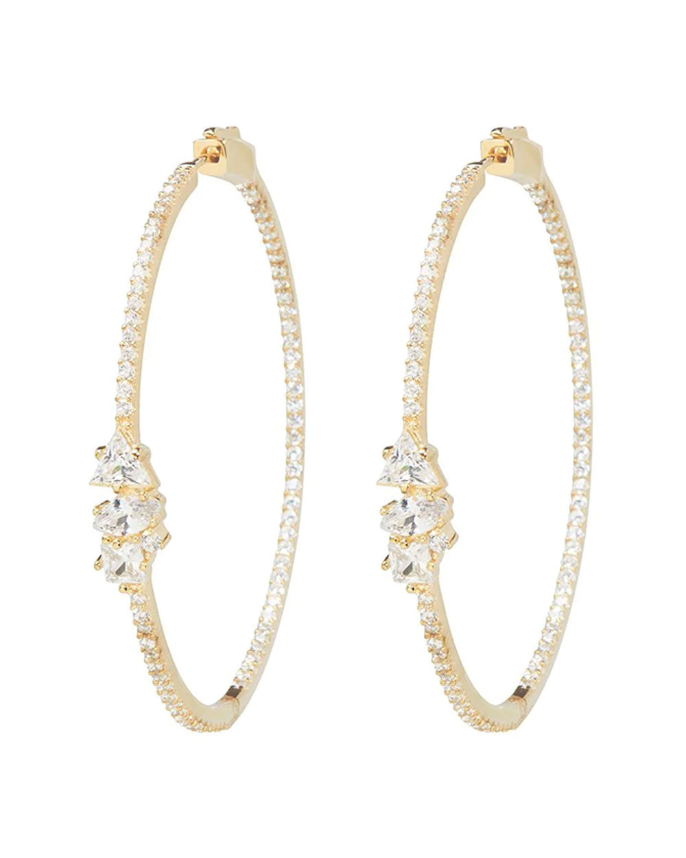 14k Gold Vermeil Nova Clear Crystal Hoop Earrings