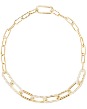 14k Gold Vermeil Crystal Link Collar Necklace