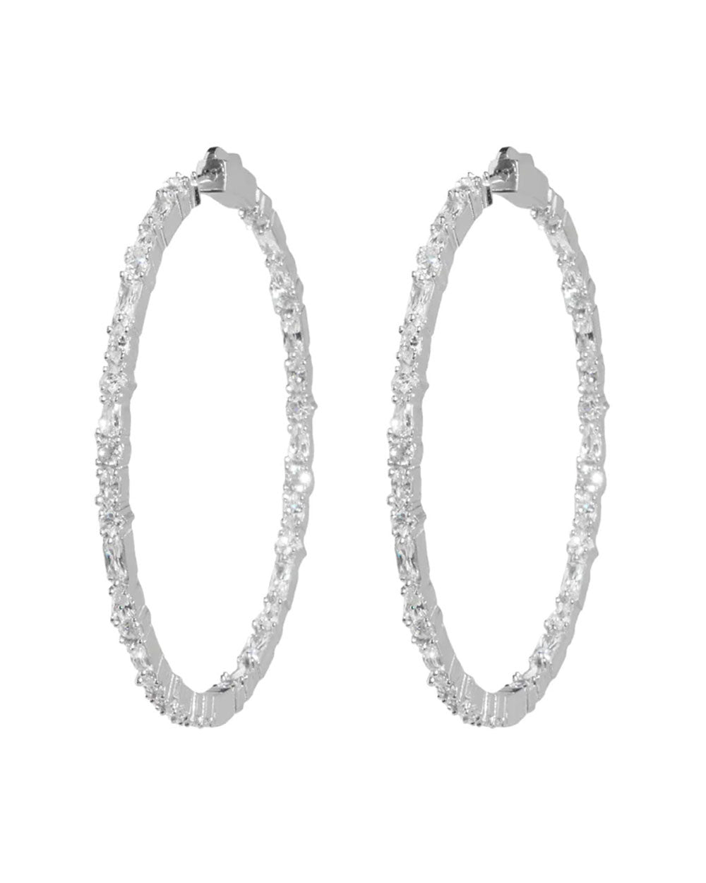 White Rhodium Emmons Hoop Earrings