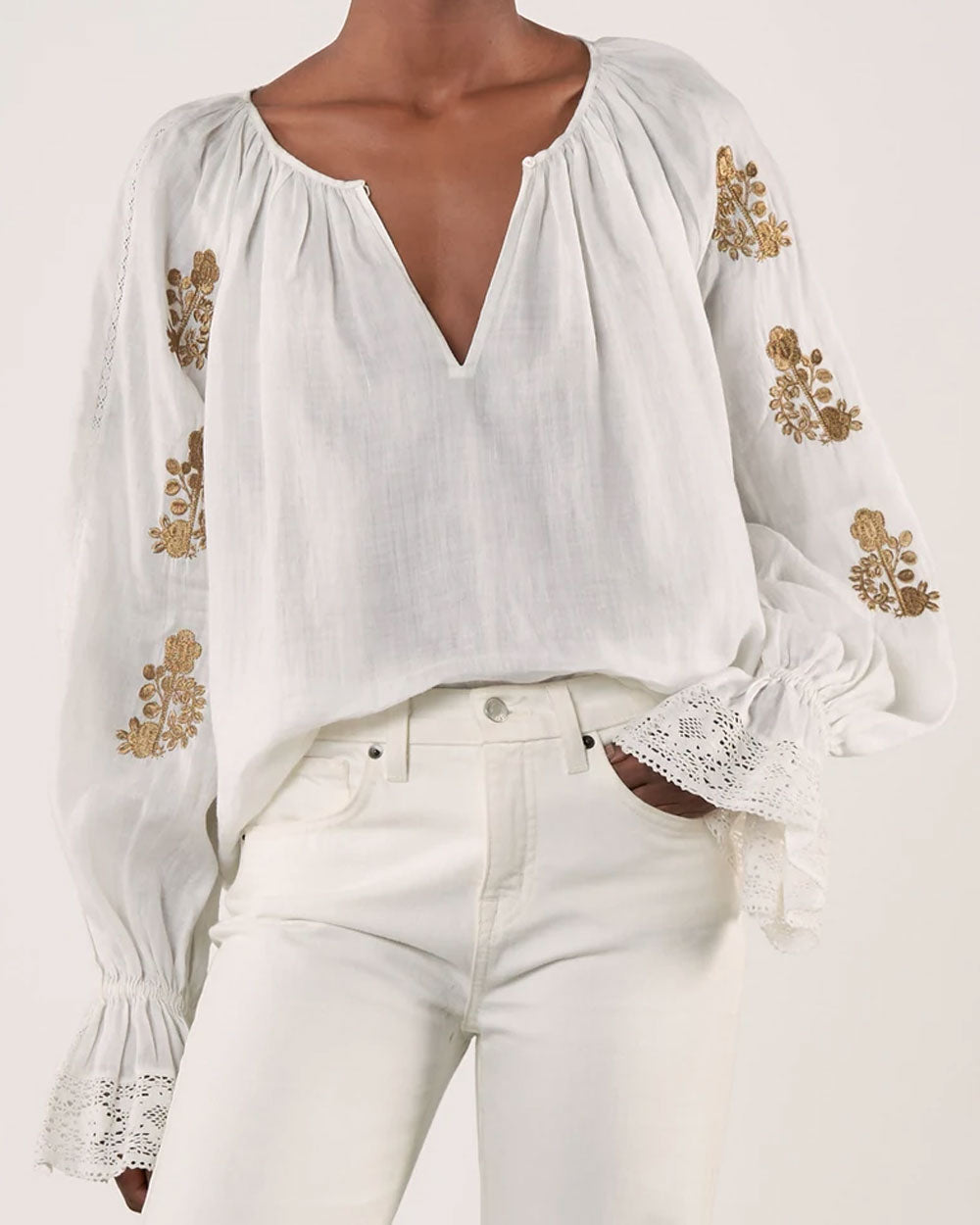 Gold Embroidered Fleurine Blouse