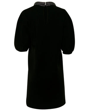 Black Dahara Embellished Crew Midi Dress