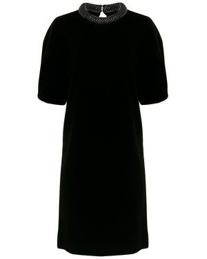 Black Dahara Embellished Crew Midi Dress