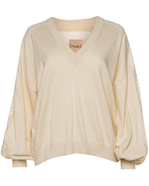 Butter Lace Inlay Long Sleeve Sweater