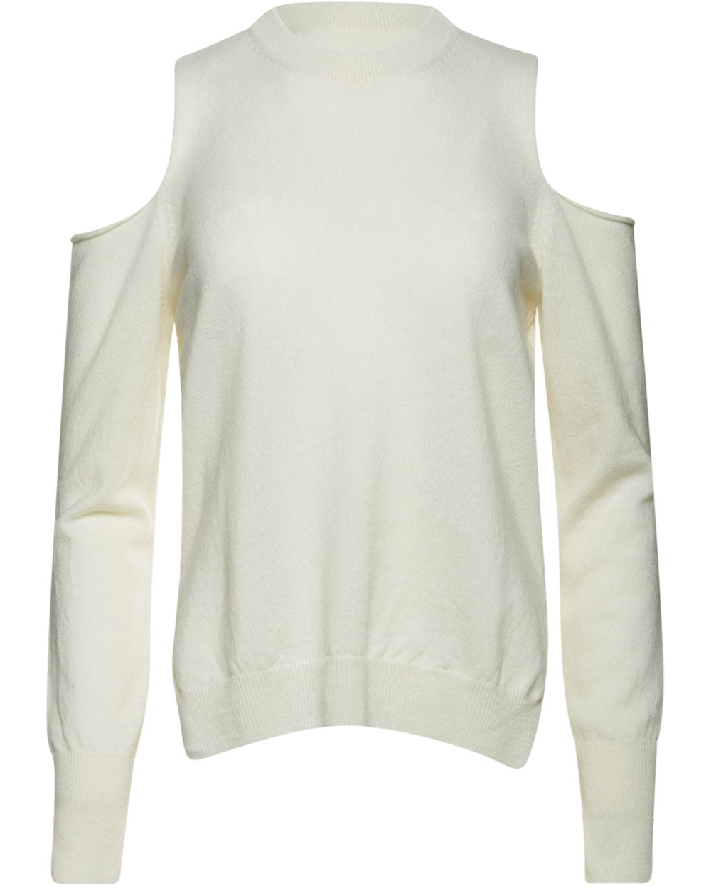 Off White Crew Neck Cold Shoulder Sweater