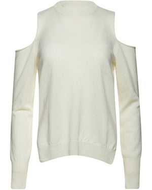 Off White Crew Neck Cold Shoulder Sweater