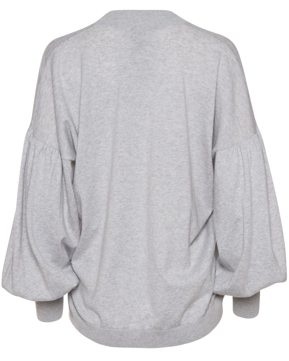 Pearl Grey V-Neck Balloon Sleeve Sweater