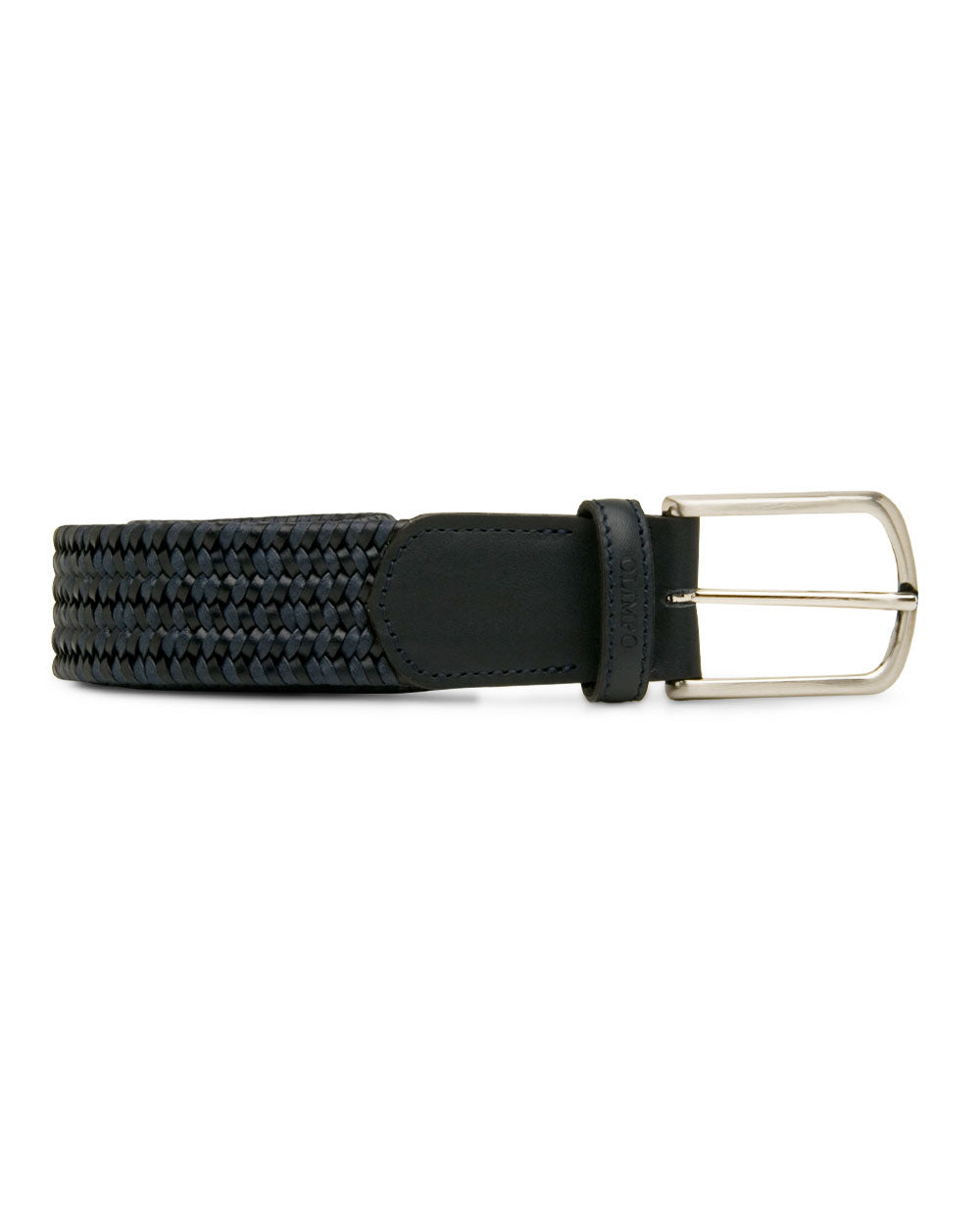 Braided Leather Belt in Dark Navy