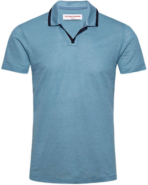 Felix Linen Polo Shirt in Capri Blue