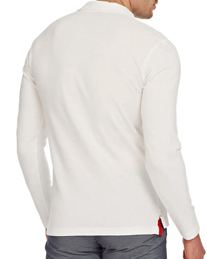 Contrast Tape Resort Collar Long-Sleeve Polo Shirt in Cloud