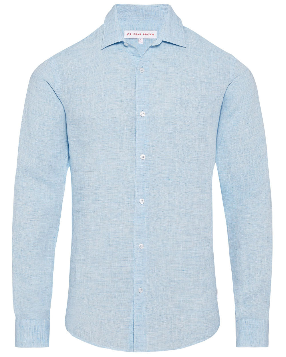 Giles Linen Shirt in Pale Blue White