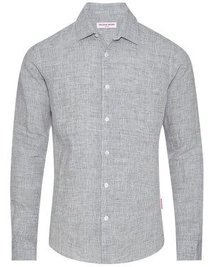 Giles Linen Tailored Fit Shirt in Storm Grey