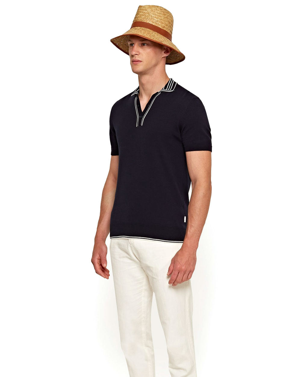 Navy Tipped Collar Maurice Polo Shirt