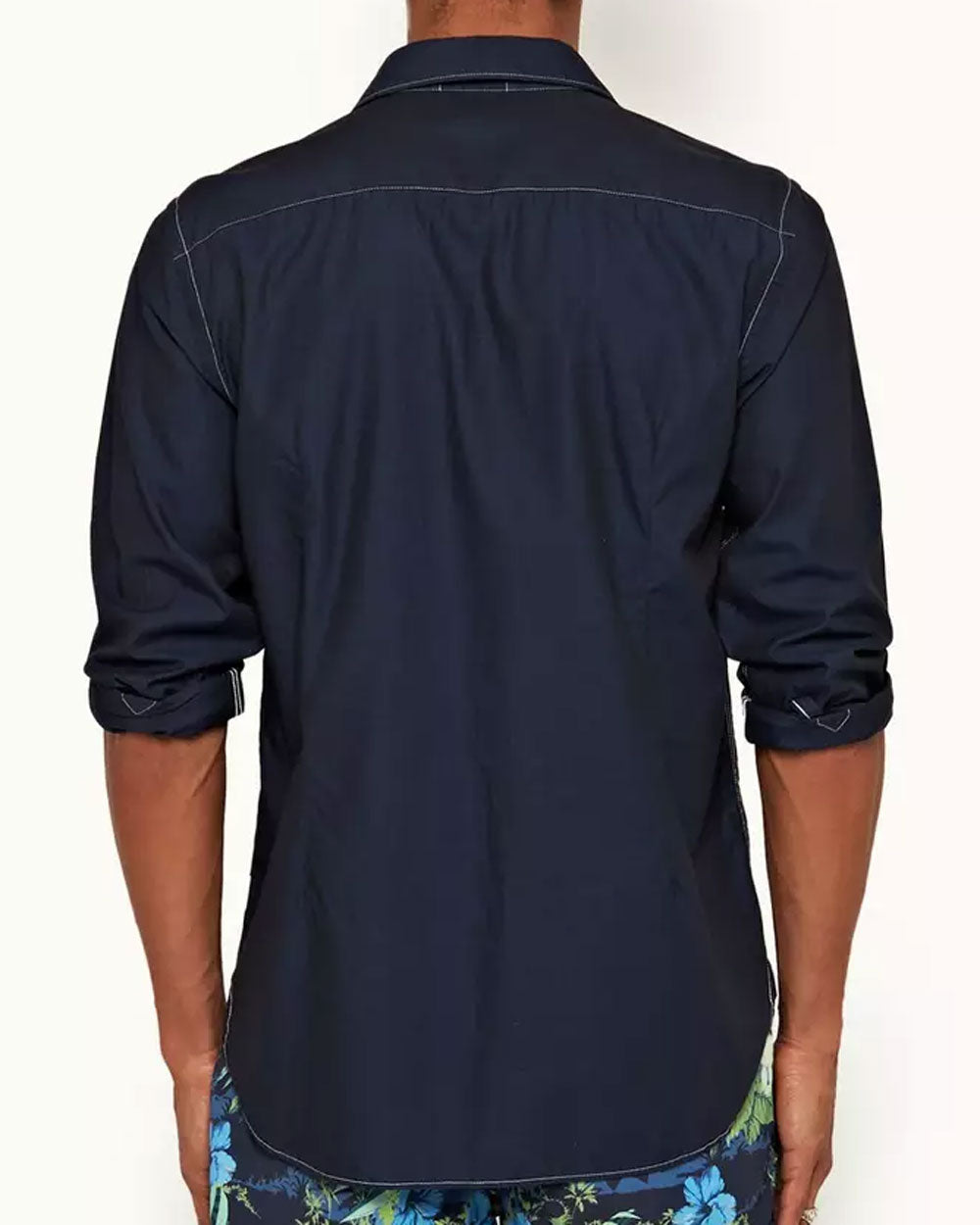 Navy and White Giles Classic Collar Shirt
