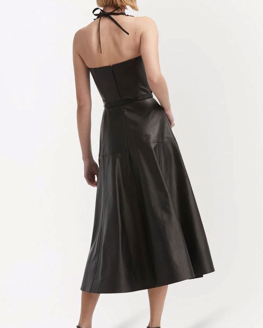 Black Leather Midi Dress
