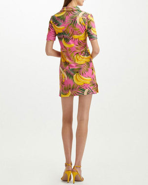 Lilac Banana Print Terry Polo Dress