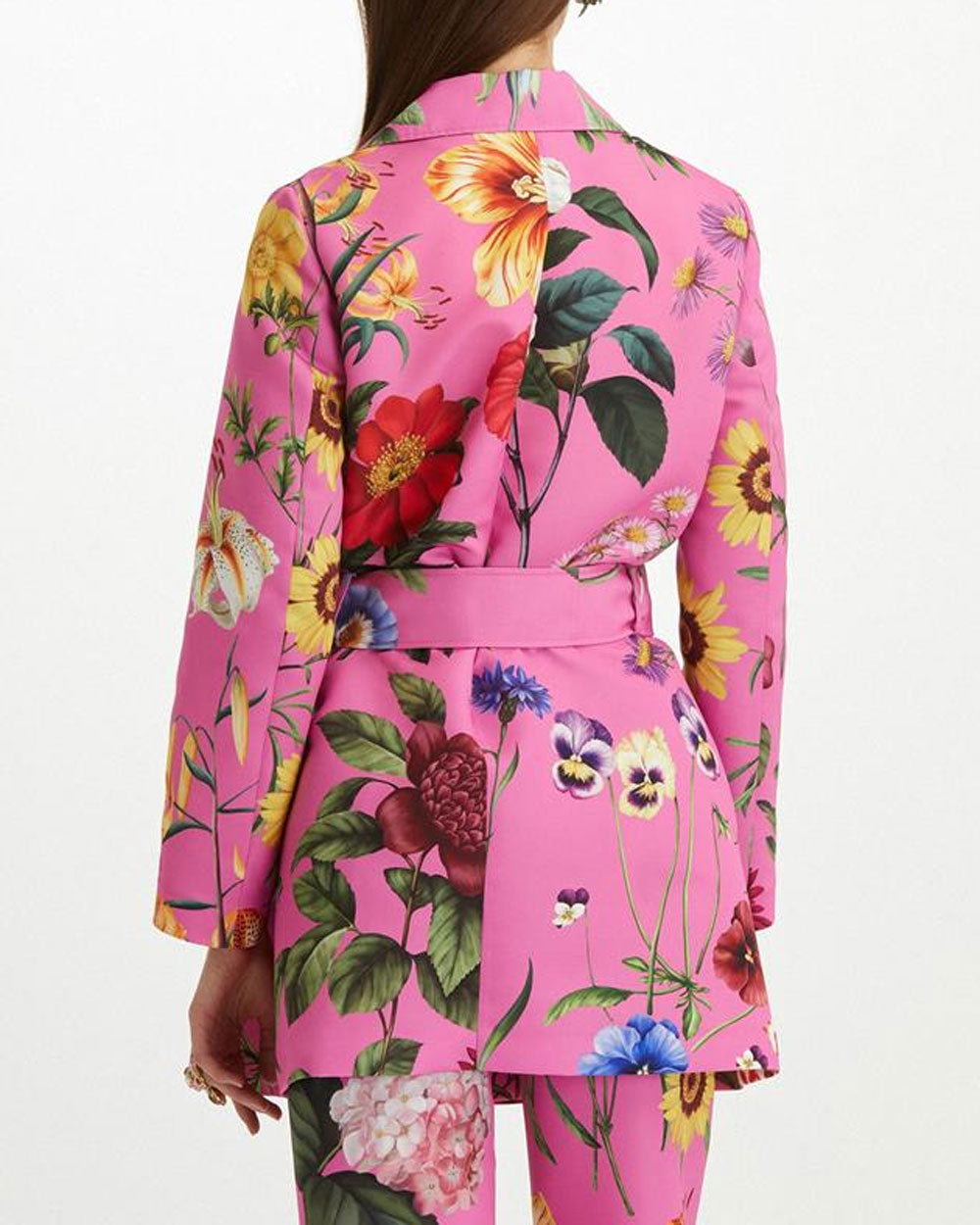 Lilac Floral Faille Trench Coat