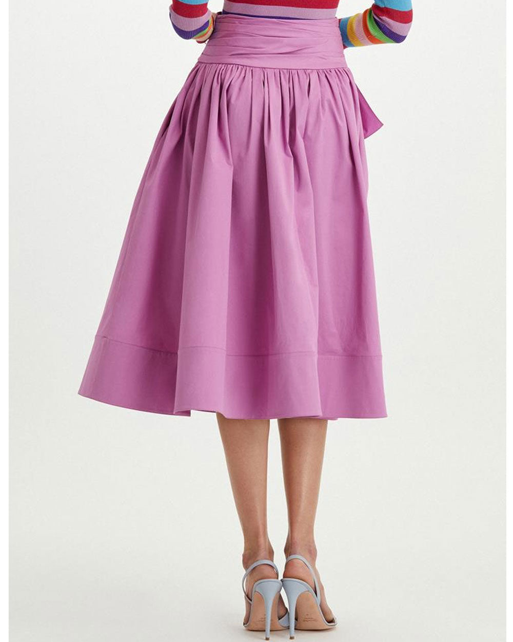 Lilac Tie Waist A Line Midi Skirt