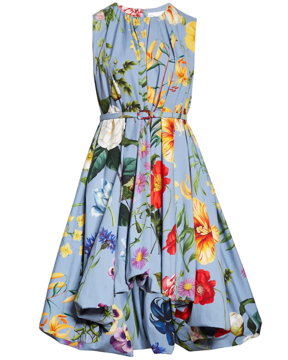 Oscar de la Renta Slate Blue Floral Bubble Mini Dress – Stanley Korshak