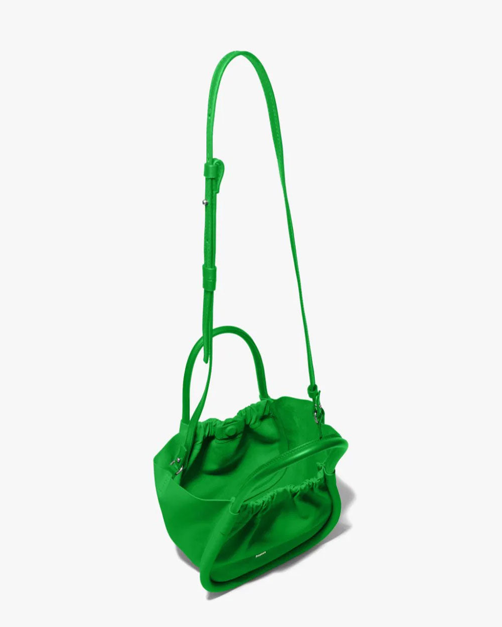 Small Ruched Crossbody Tote in Bottle Green
