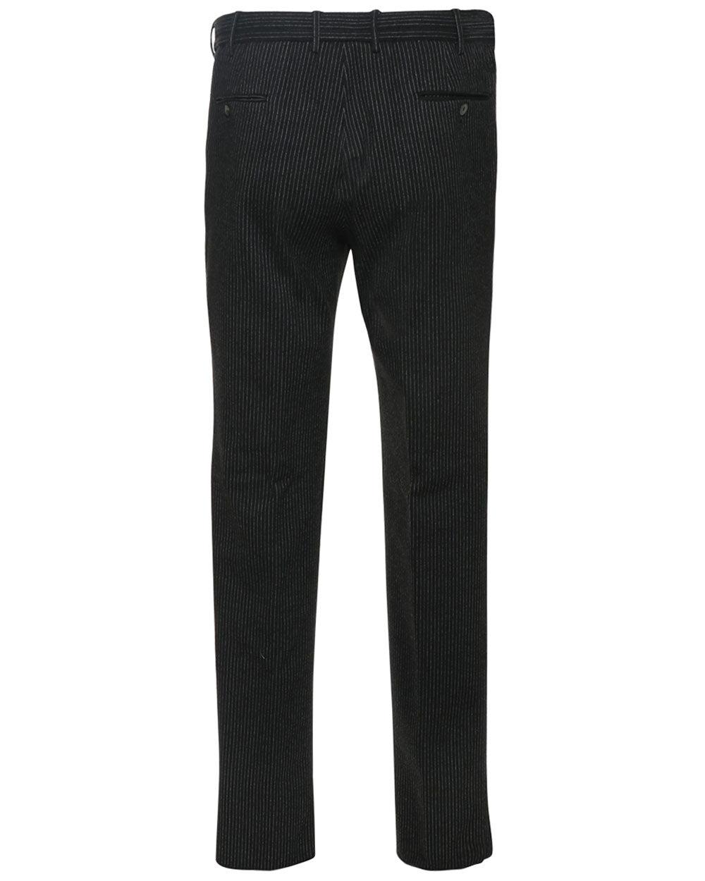 Slim Fit Brushed Jersey Pant in Black Pinstripe