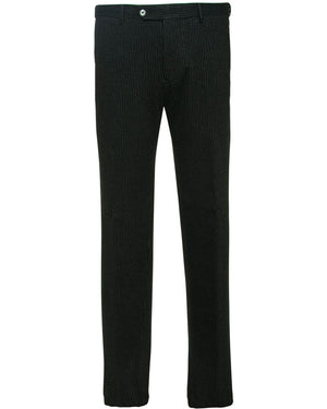Slim Fit Brushed Jersey Pant in Black Pinstripe
