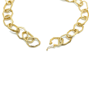 Hand Carved Gold Small Link Necklace