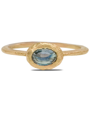Oval Teal Sapphire Stacking Ring