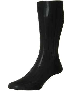 Asberley Silk Midcalf Socks in Black
