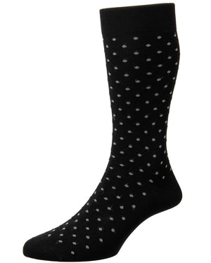Streatham Cotton Midcalf Socks in Black