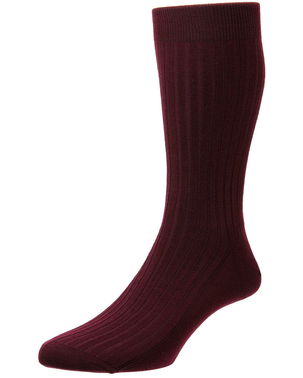 Bordeaux Ribbed Merino Royale Mid Calf Sock