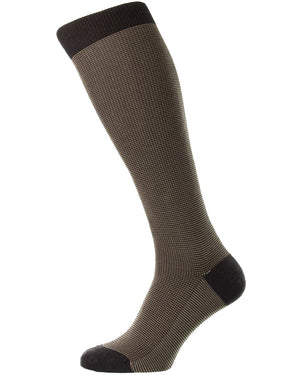 Tewkesbury Cotton Over the Calf Socks in Dark Brown