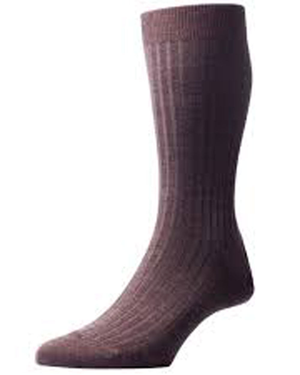 Dark Brown Merino Royale Ribbed Mid Calf Sock