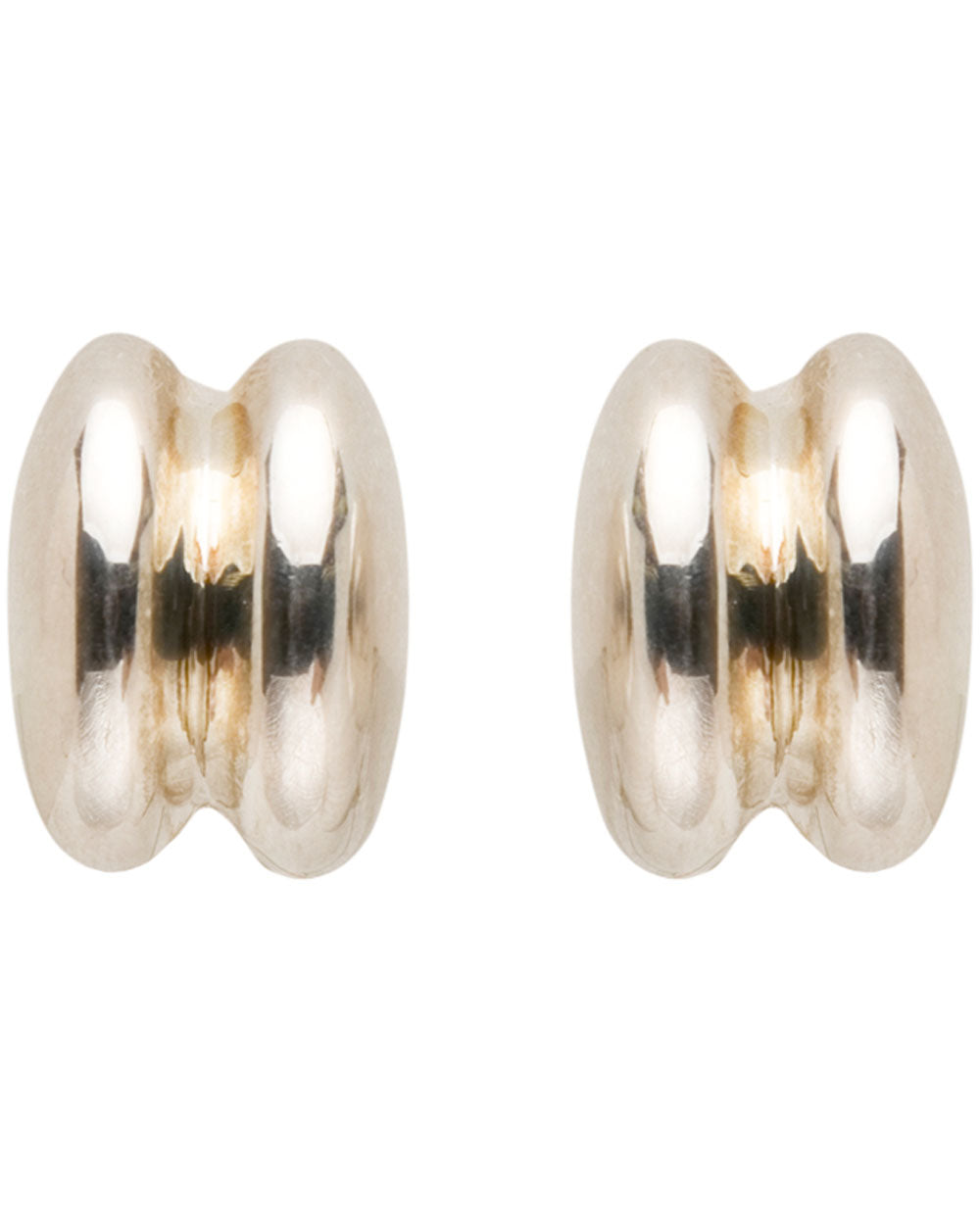 Silver Double Scroll Stud Earrings