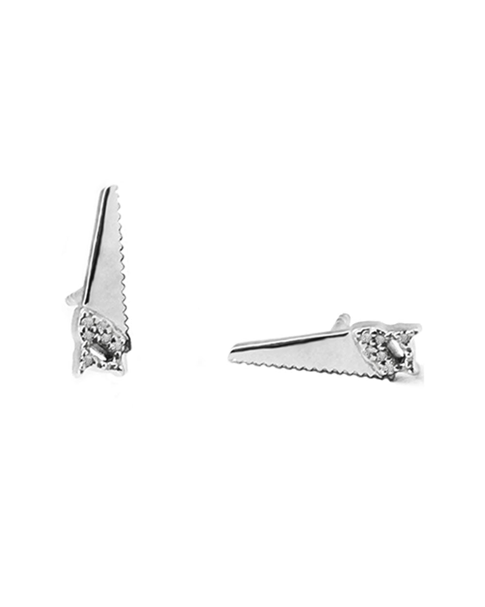 Sterling Silver She Came She Saw She Conquered Stud Earrings