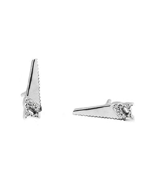 Sterling Silver She Came She Saw She Conquered Stud Earrings