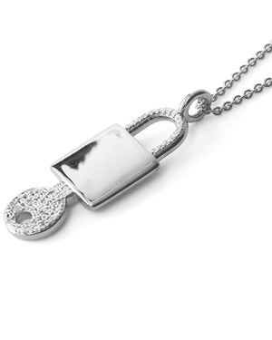 Sterling Silver Unlock Your Passion Padlock Key Necklace