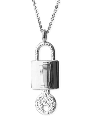 Sterling Silver Unlock Your Passion Padlock Key Necklace