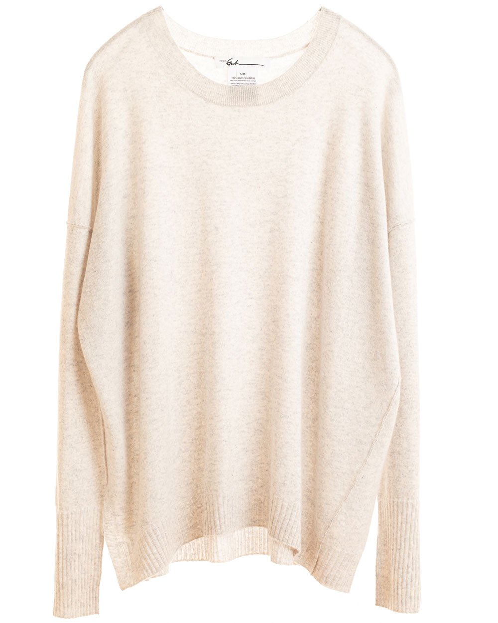 Snow Grey Relaxed Luxe Crewneck Pullover