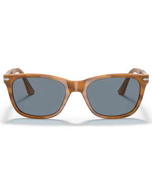 Striped Brown With Light Blue Lens Sunglasses