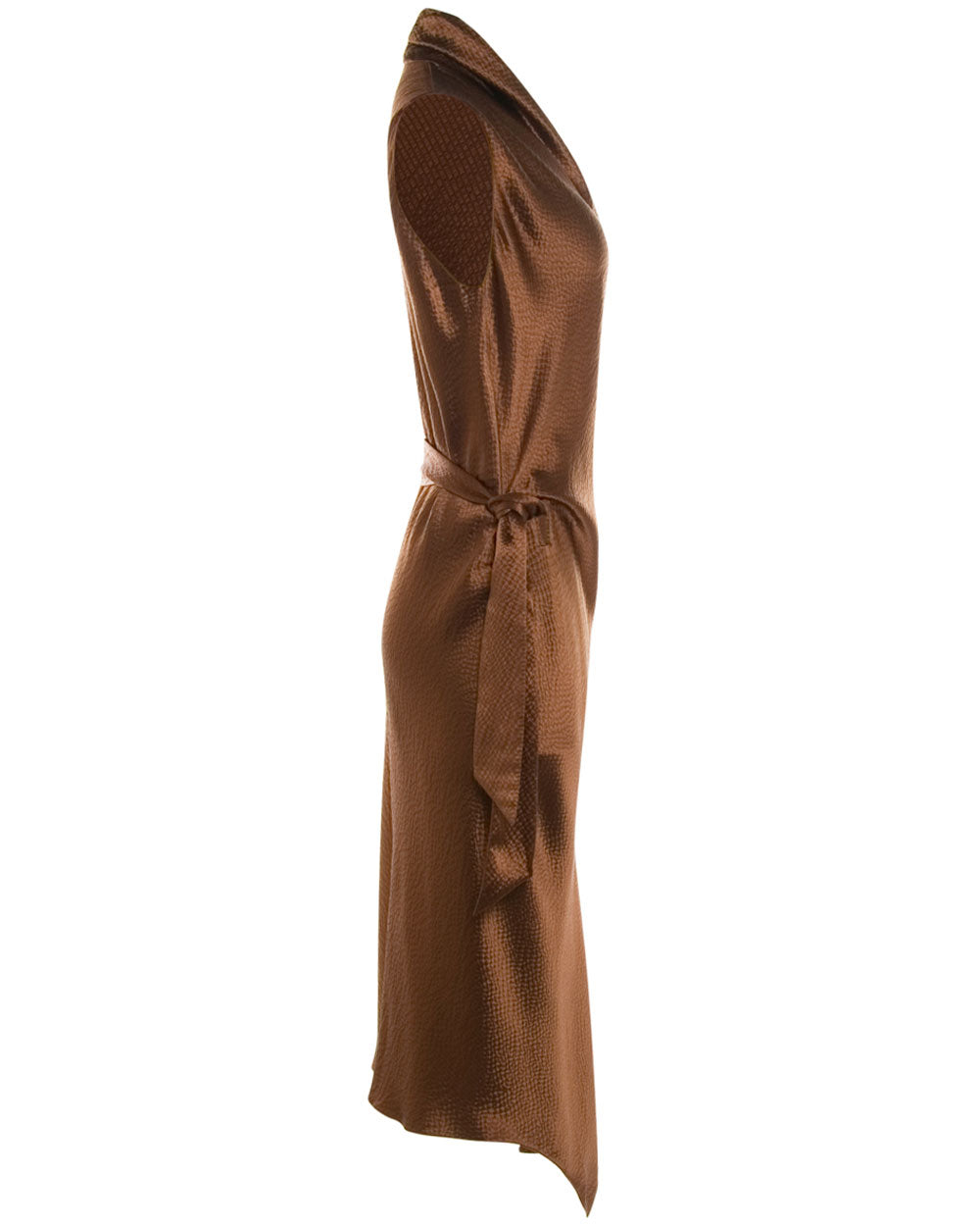 Clove Satin Victor Wrap Midi Dress